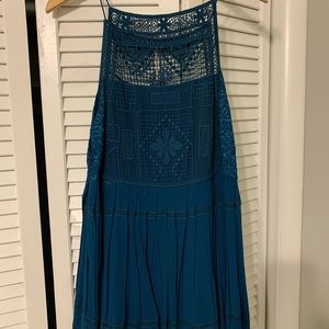 Blue crochet free people tunic